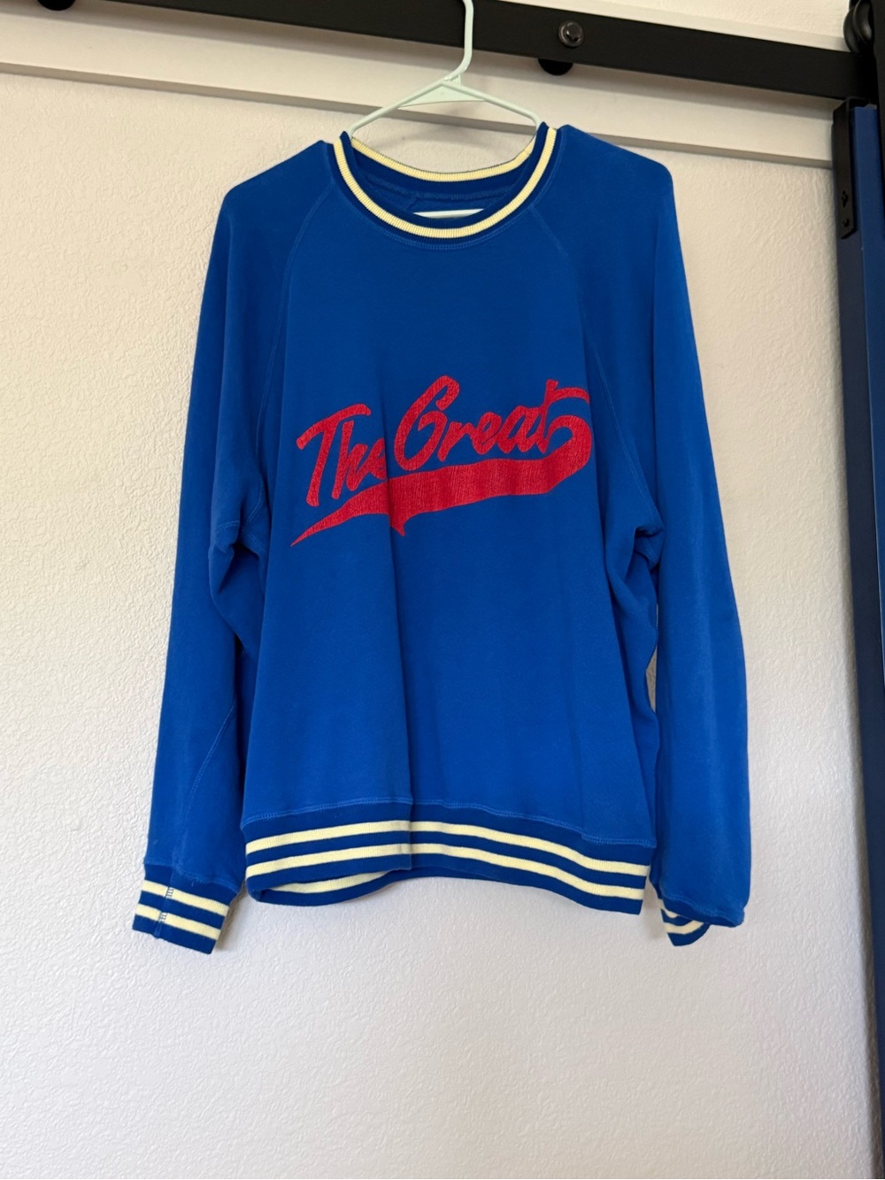 THE GREAT. The Varsity College
Sweatshirt in Cambridge Blue, Size  Medium - Picture 6 of 7